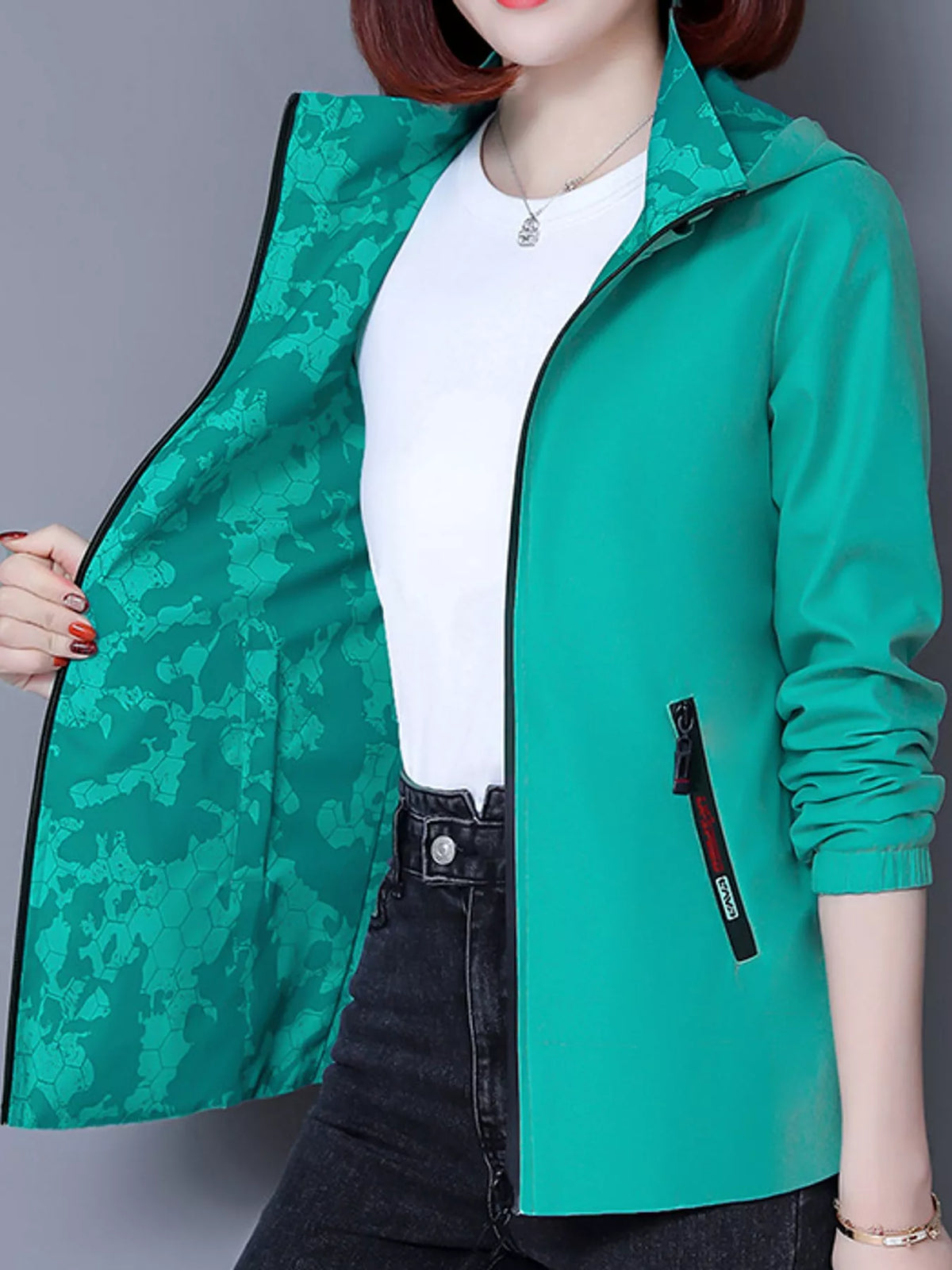 Zip-Up Hooded Jacket — front view
