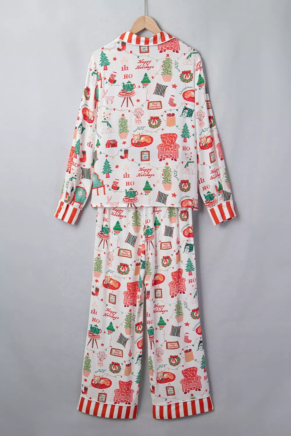 Christmas Print Button-Front Lounge Set, back view