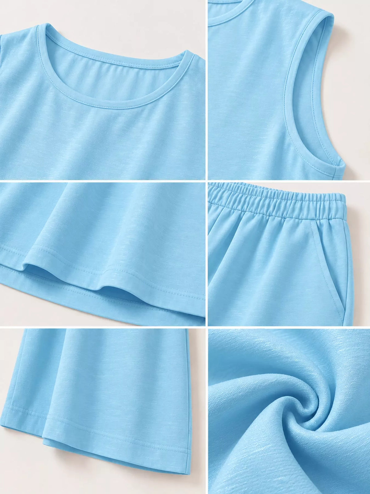 Sleeveless Tank Top and Wide-Leg Pants Set — construction details