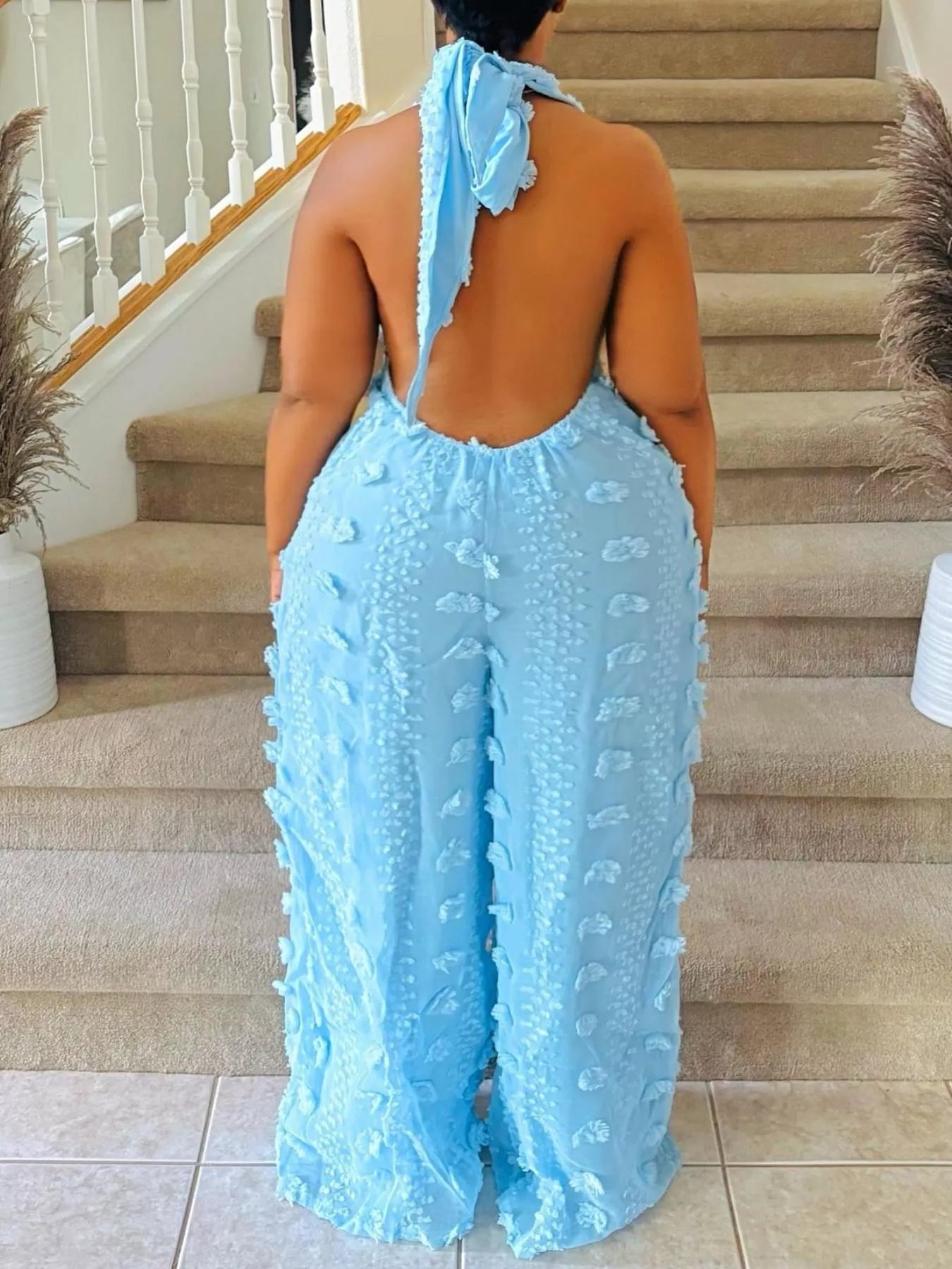 Trendsi Textured Halter Wide-Leg Jumpsuit -