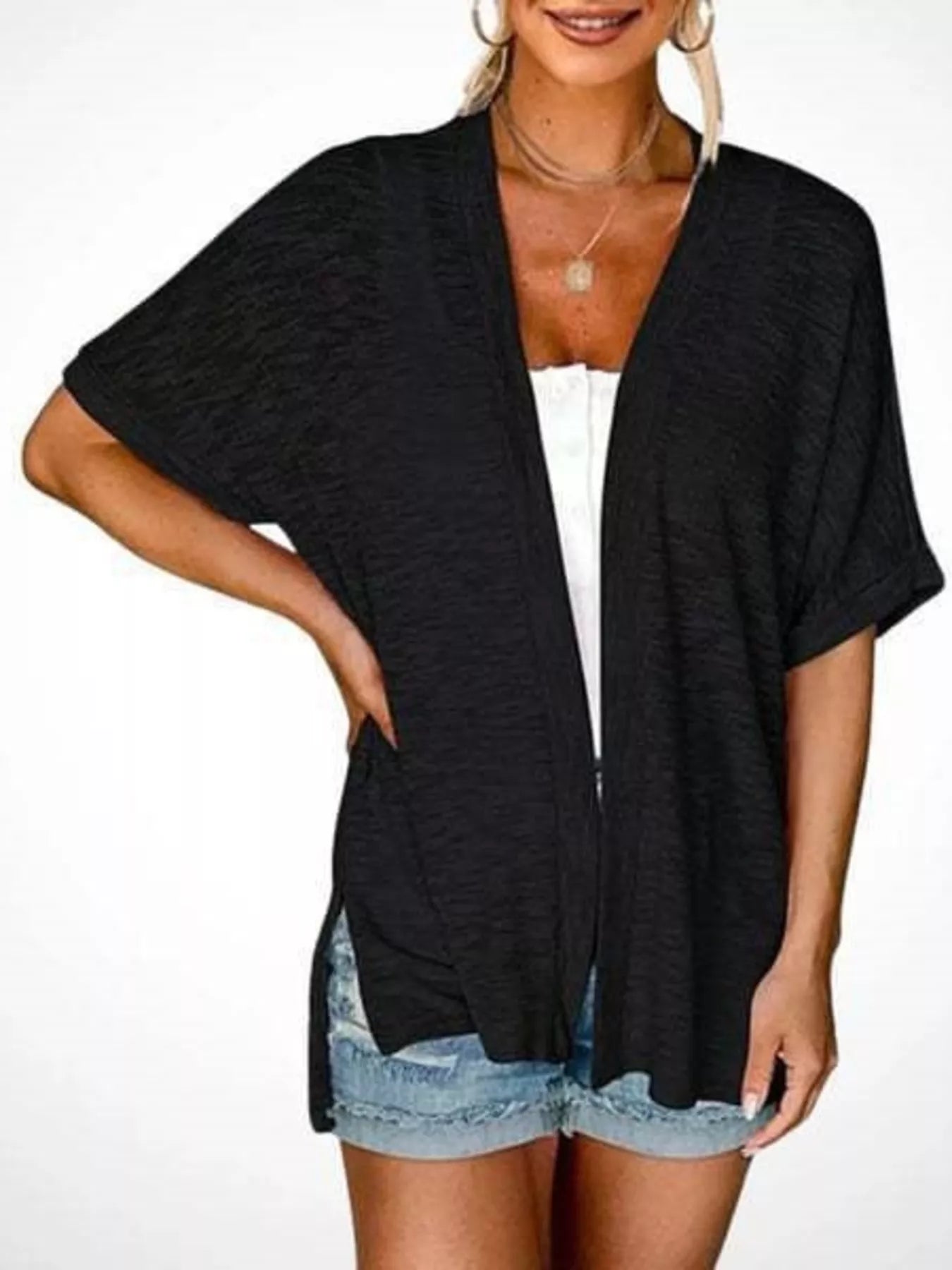 Trendsi Side Sit Open Front Cardigan -