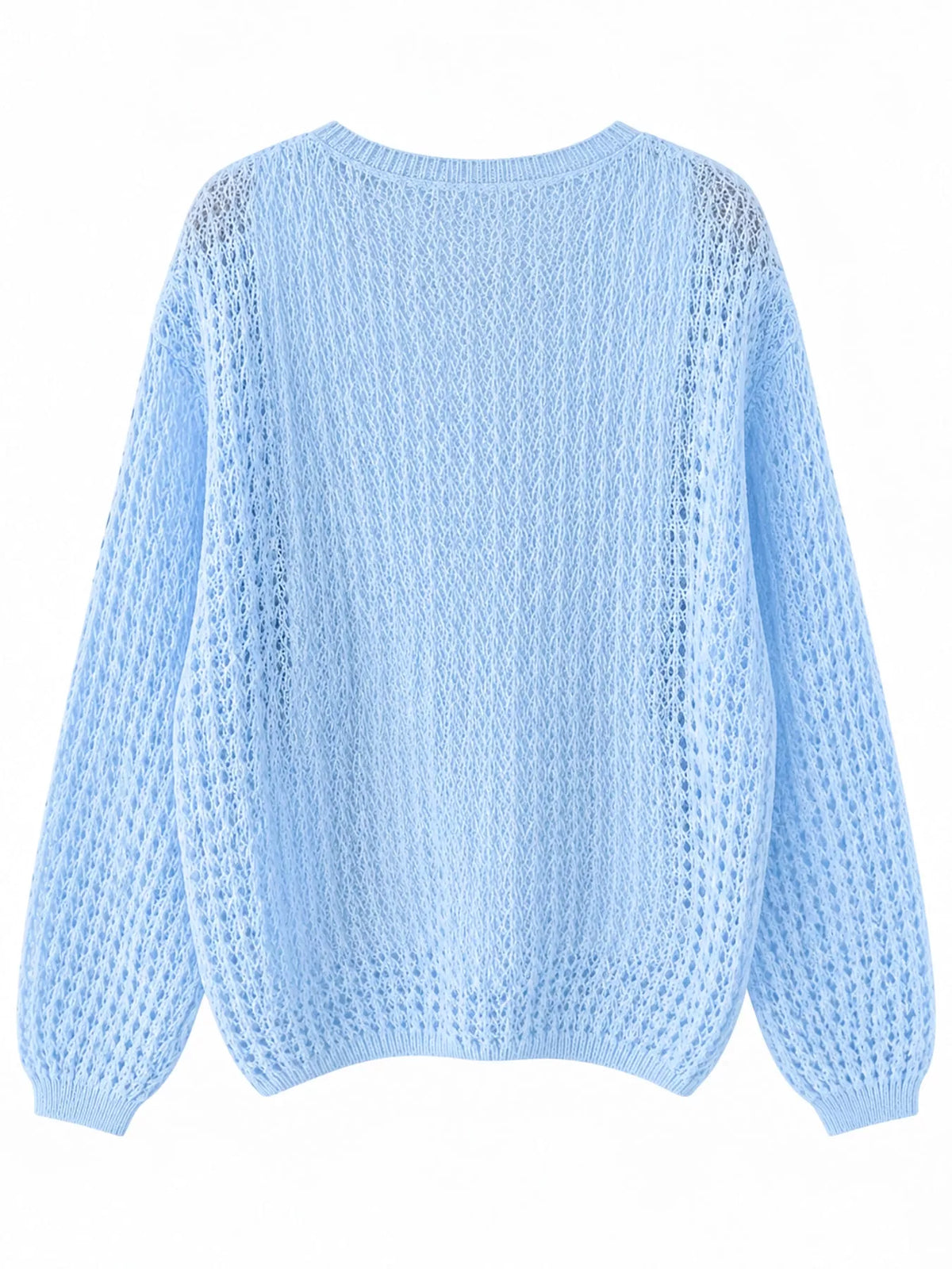 Azure Blue openwork knit cover-up top