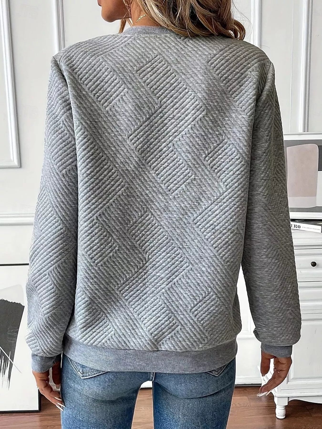 Trendsi Textured Quarter-Zip Sweatshirt -
