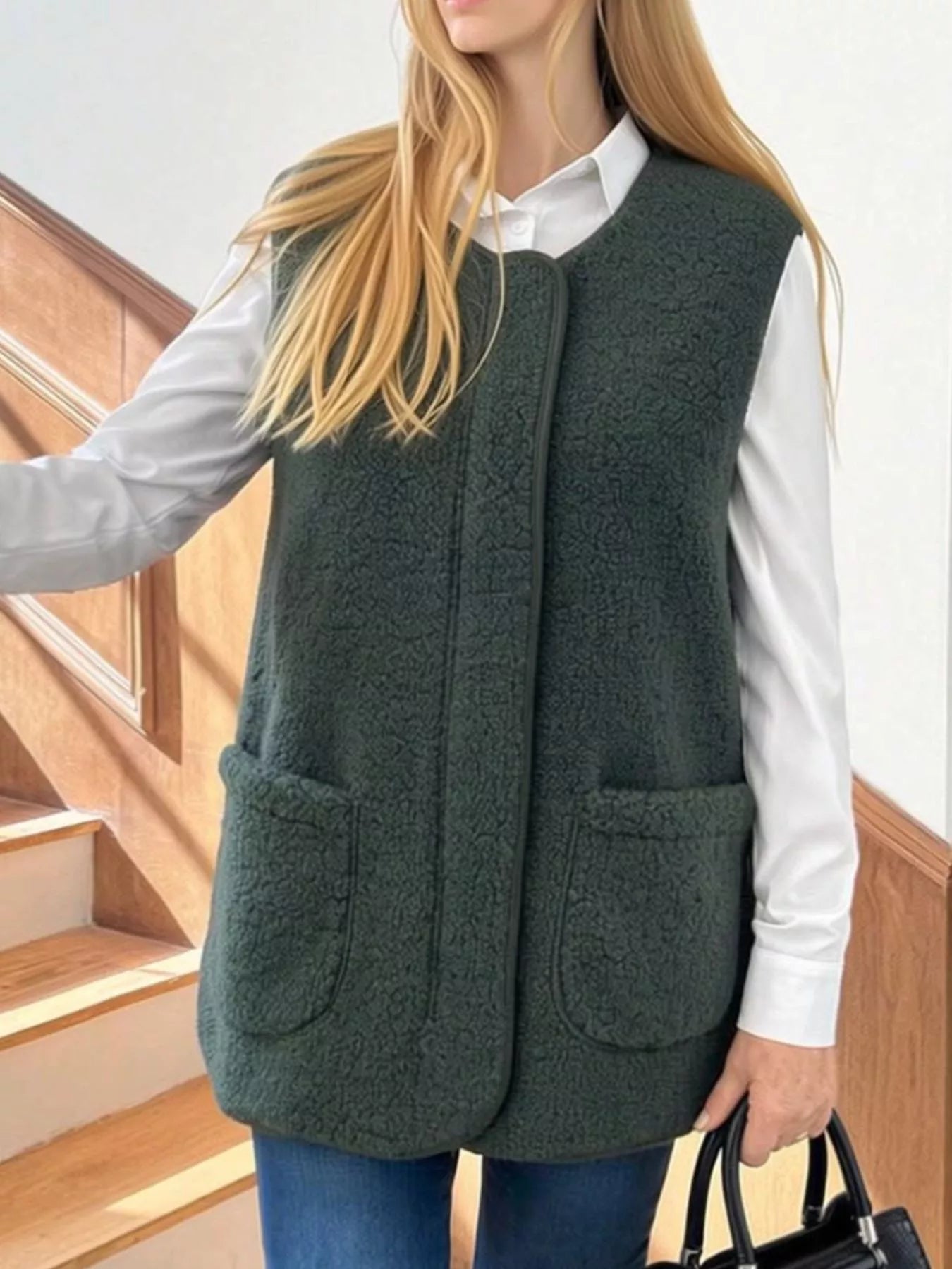Trendsi Sherpa Sleeveless Vest Coat -