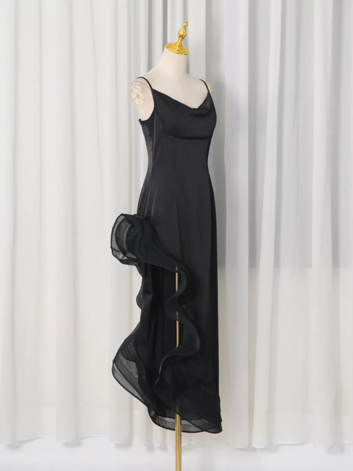 Trendsi Spaghetti Strap Ruffle Slit Maxi Dress -