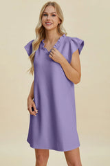 Trendsi Double Take Full Size Ruffled V-Neck Cap Sleeve Dress -