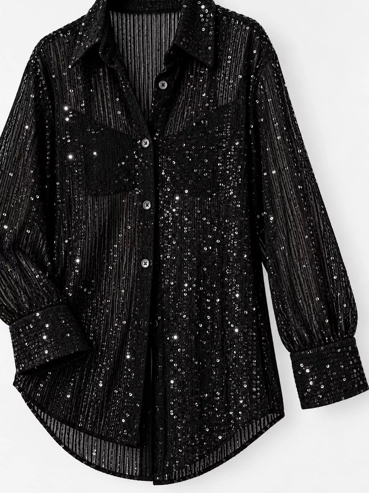 Sequin shirt, black cuff detail