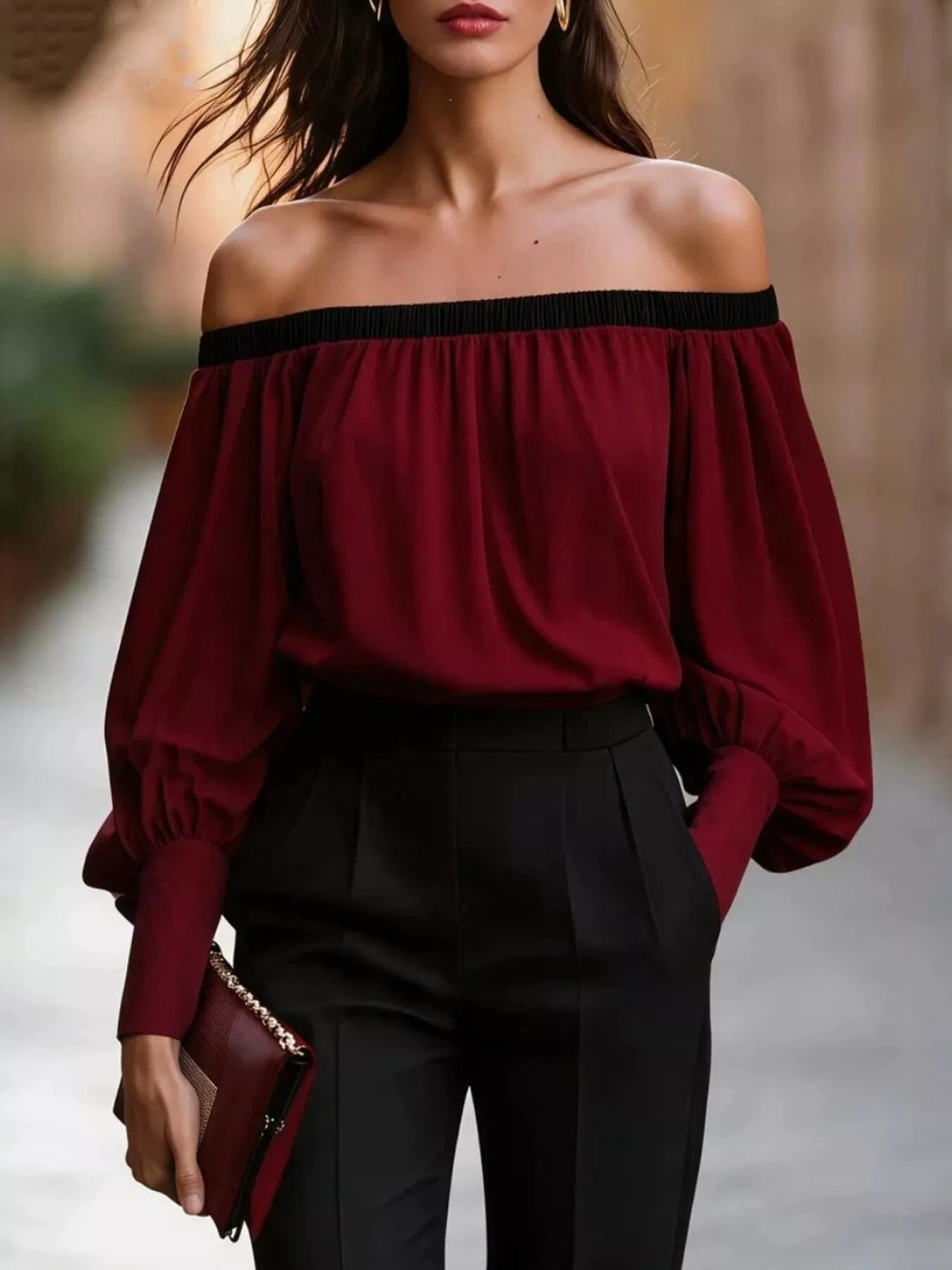 Trendsi Off Shoulder Lantern Sleeve Blouse -