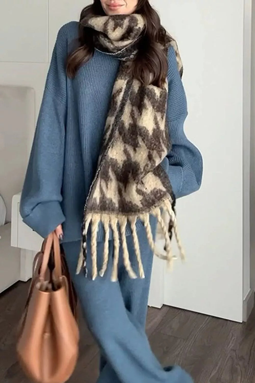 Trendsi Dropped Shoulder Knit Sweater and Wide Leg Pants Set -