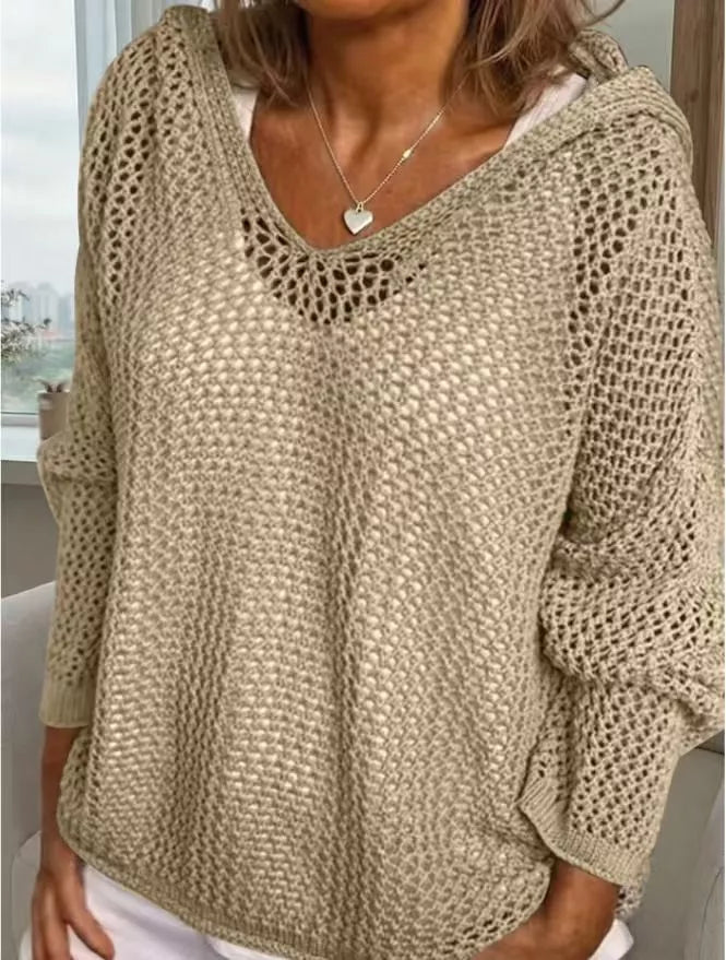 Trendsi Loose Knit Hooded Cover Up -