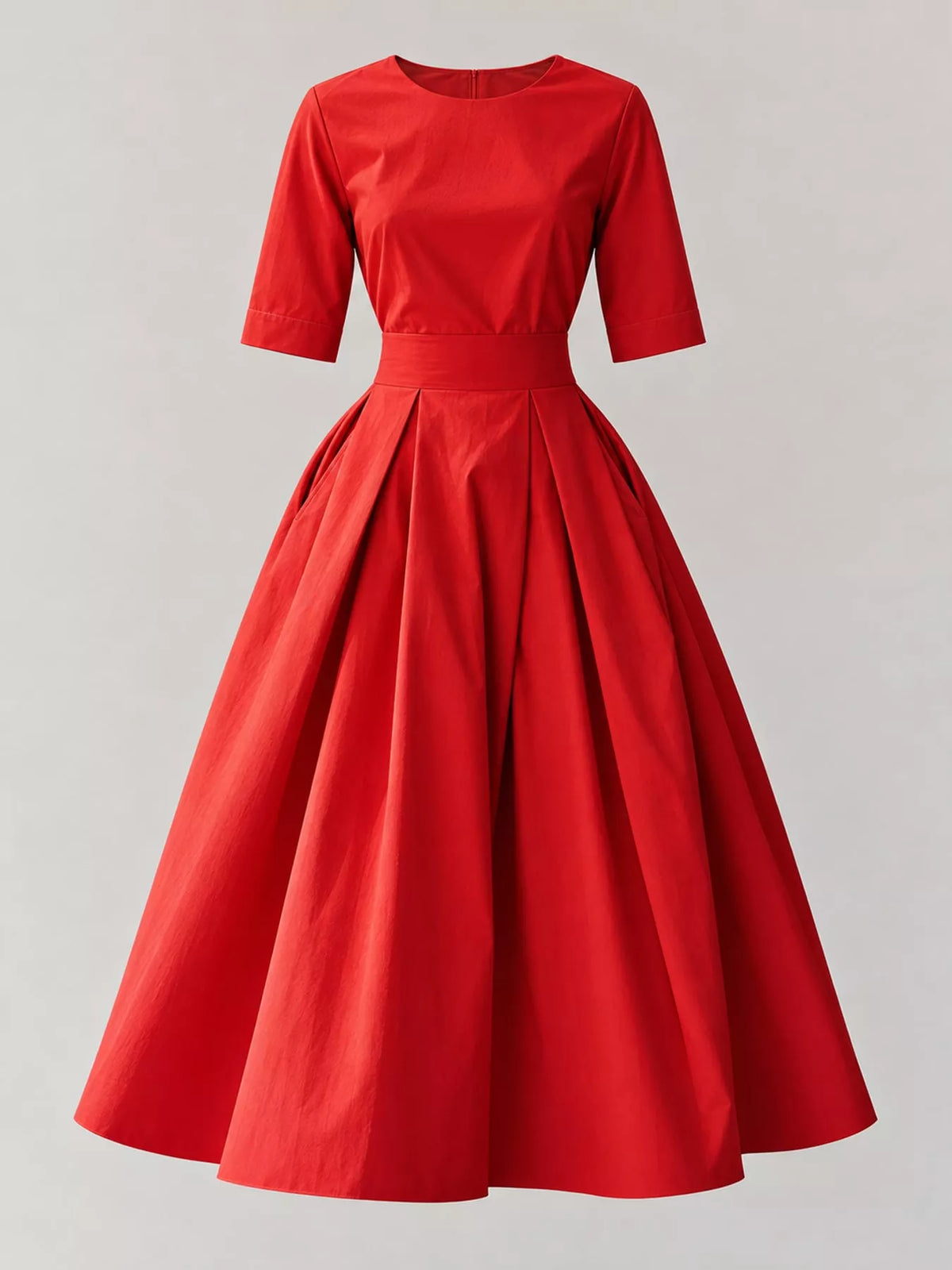 Round neck short sleeve midi dress, product view
