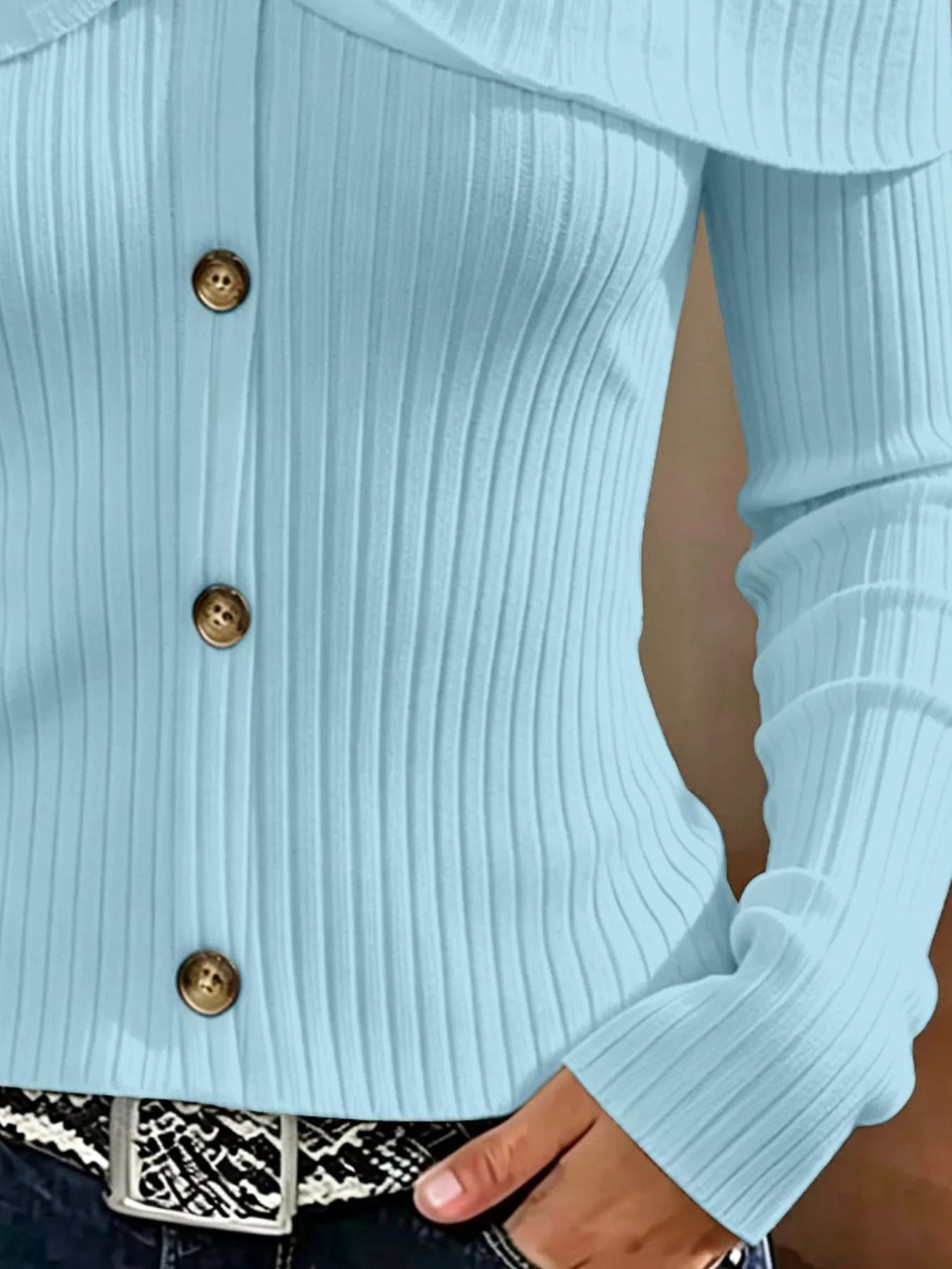 Trendsi Cold Shoulder Ribbed Knit Top -