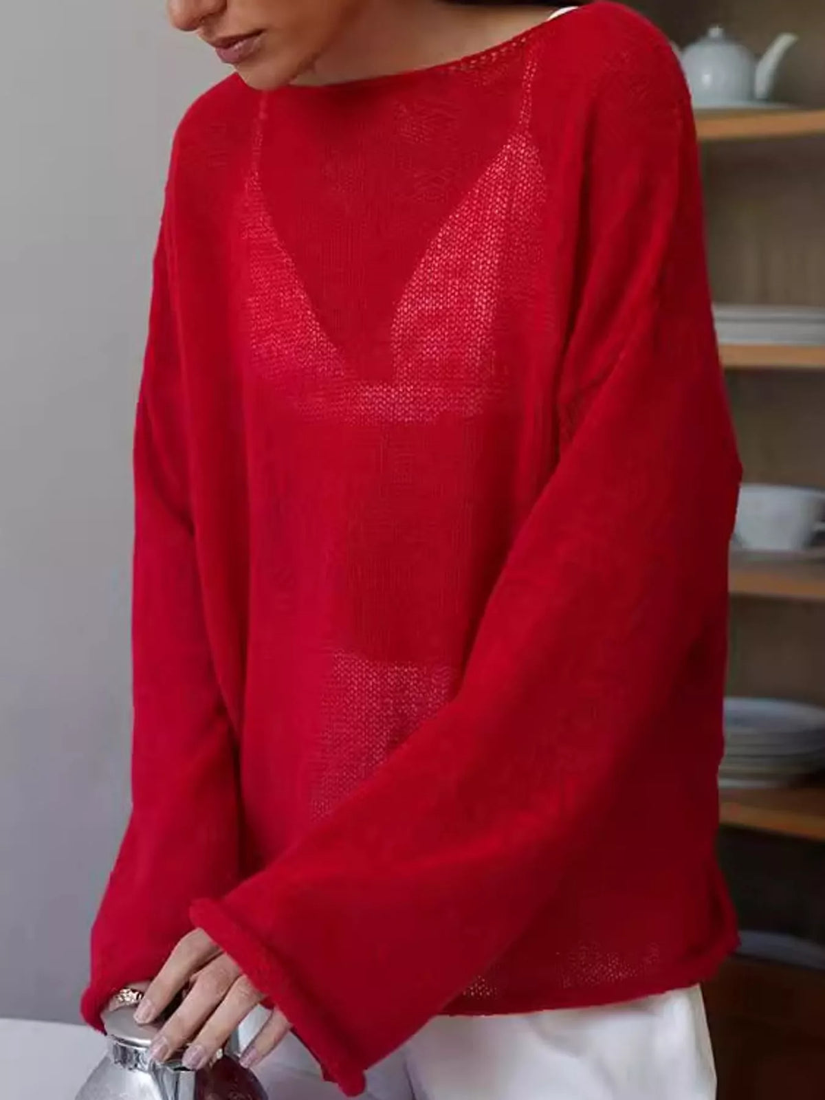 Knit cover-up, red front