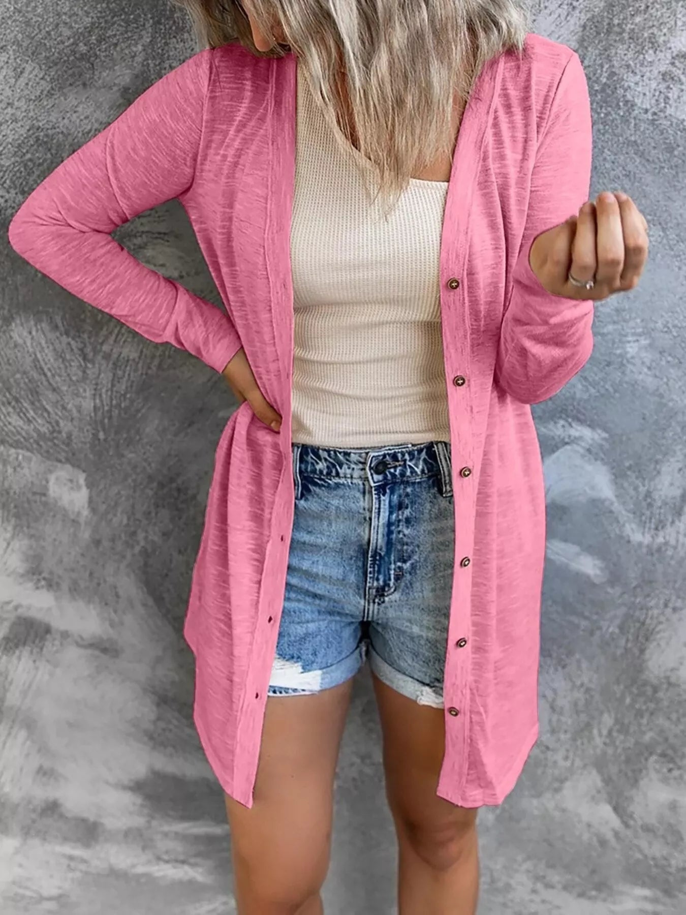 Trendsi Full Size Lightweight Button-Up Cardigan Plus Size - Shirts