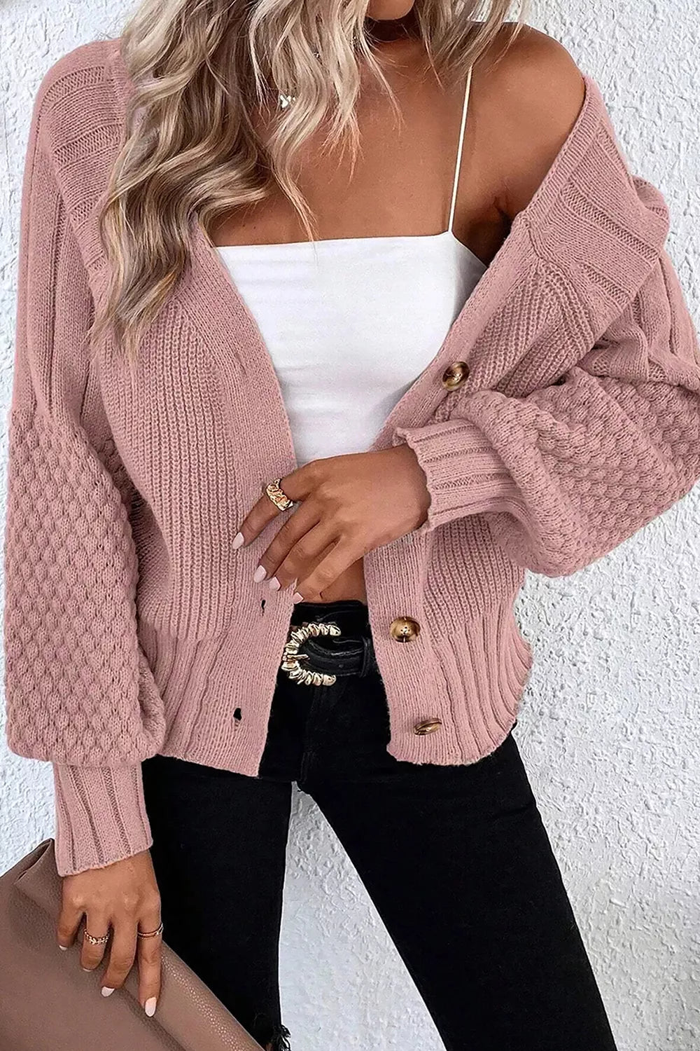 Trendsi V-Neck Button-Down Cardigan -