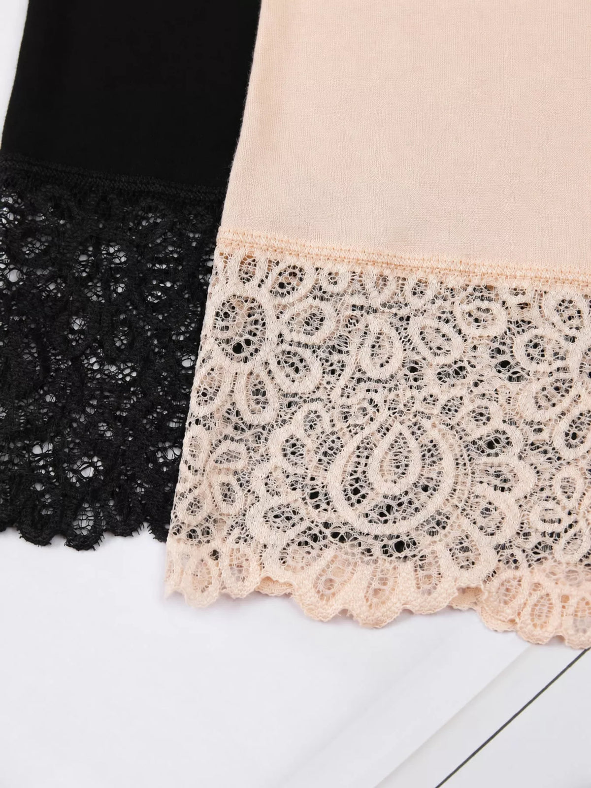 Lace-trim underpants, black and beige lace details