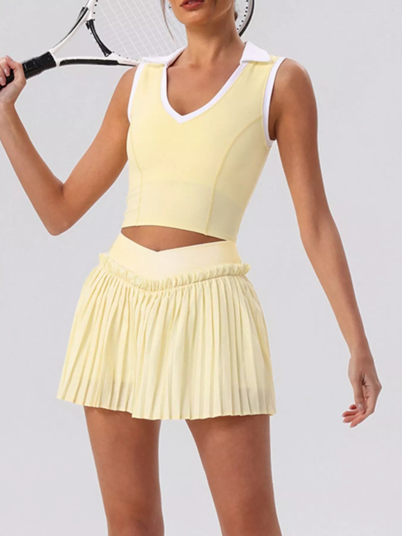 Trendsi Sleeveless Top and Pleated Skirt Active Set -