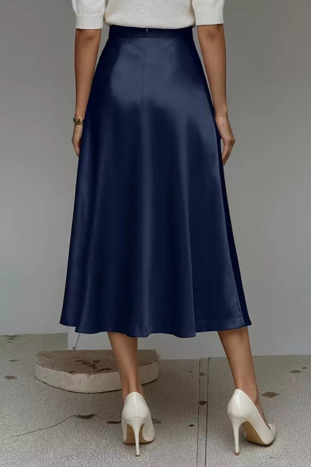 Trendsi Satin A-Line Midi Skirt -