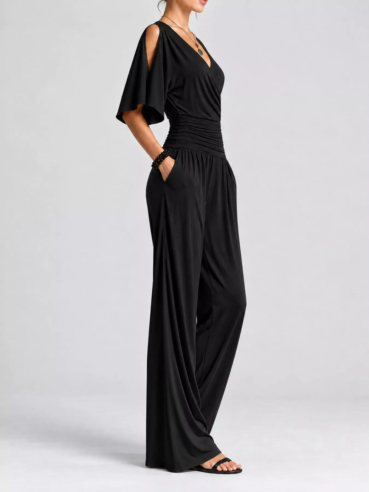 Cold Shoulder Wide-Leg Jumpsuit — side view