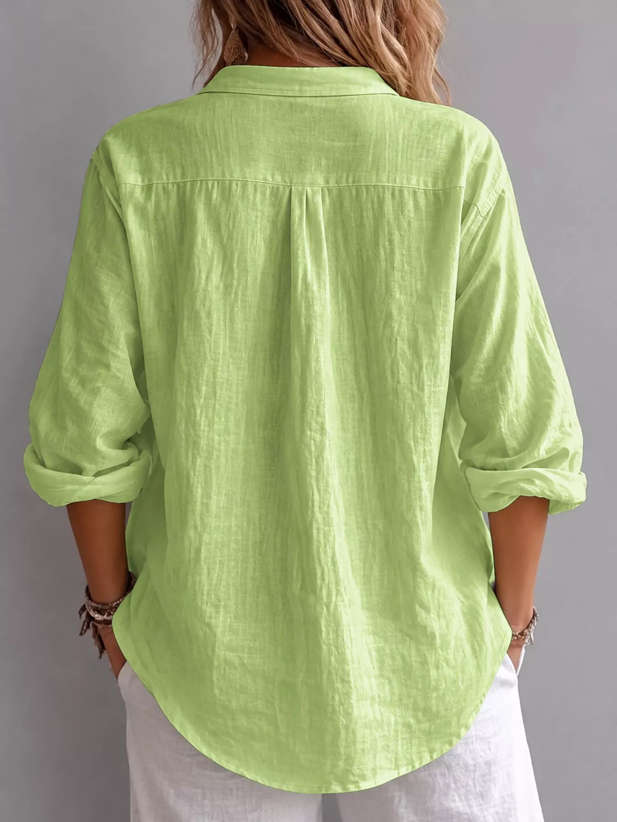 Collared blouse, green back