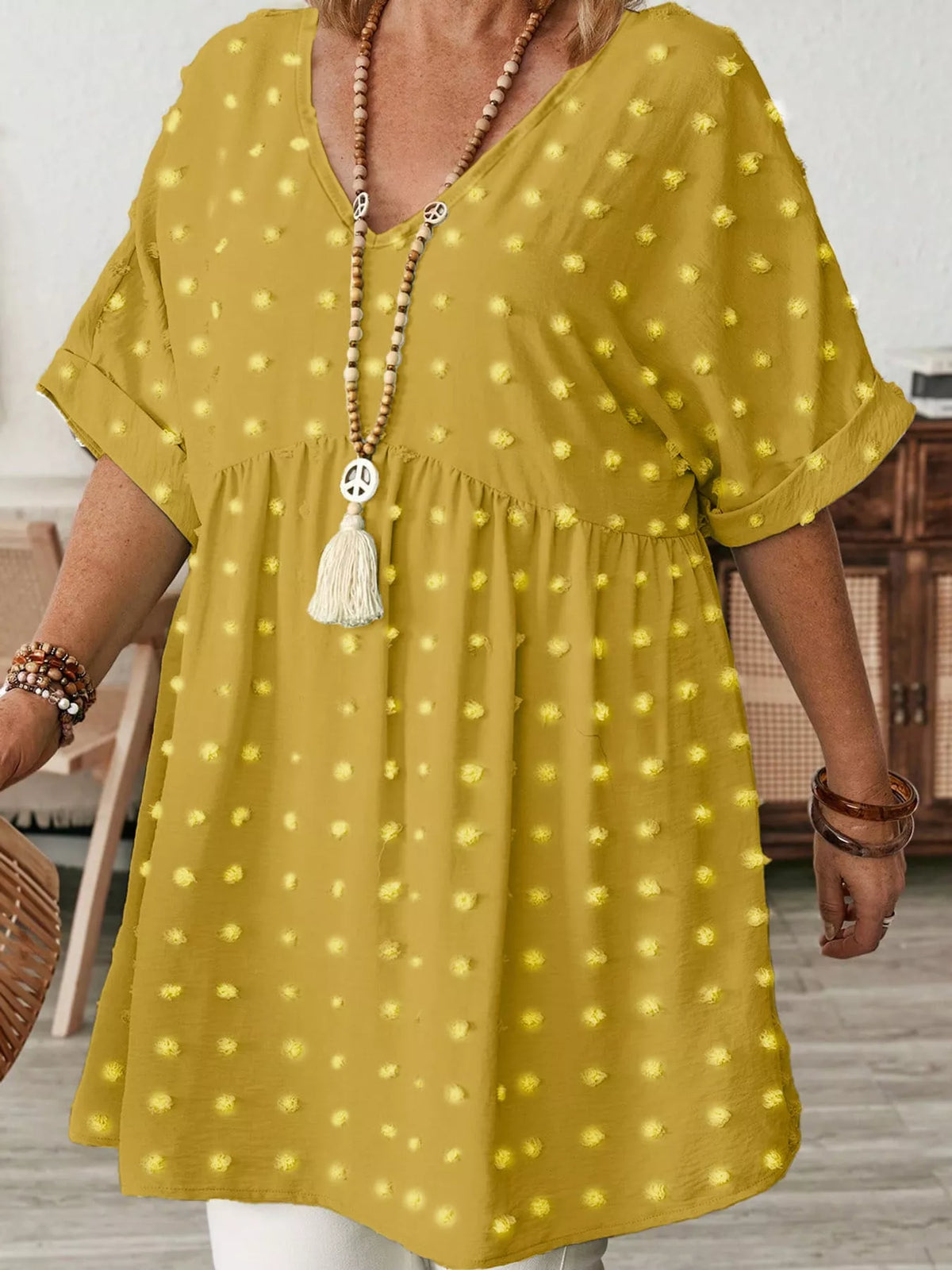 Swiss-dot blouse, yellow front
