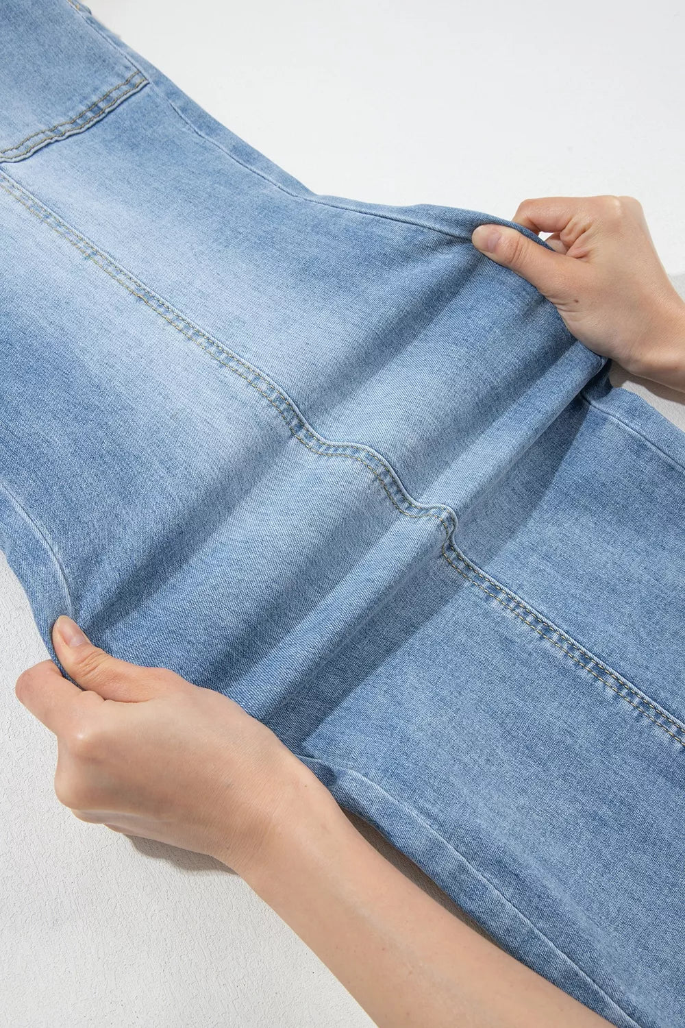 Trendsi Drawstring Waist Wide Leg Ankle Length Jeans -