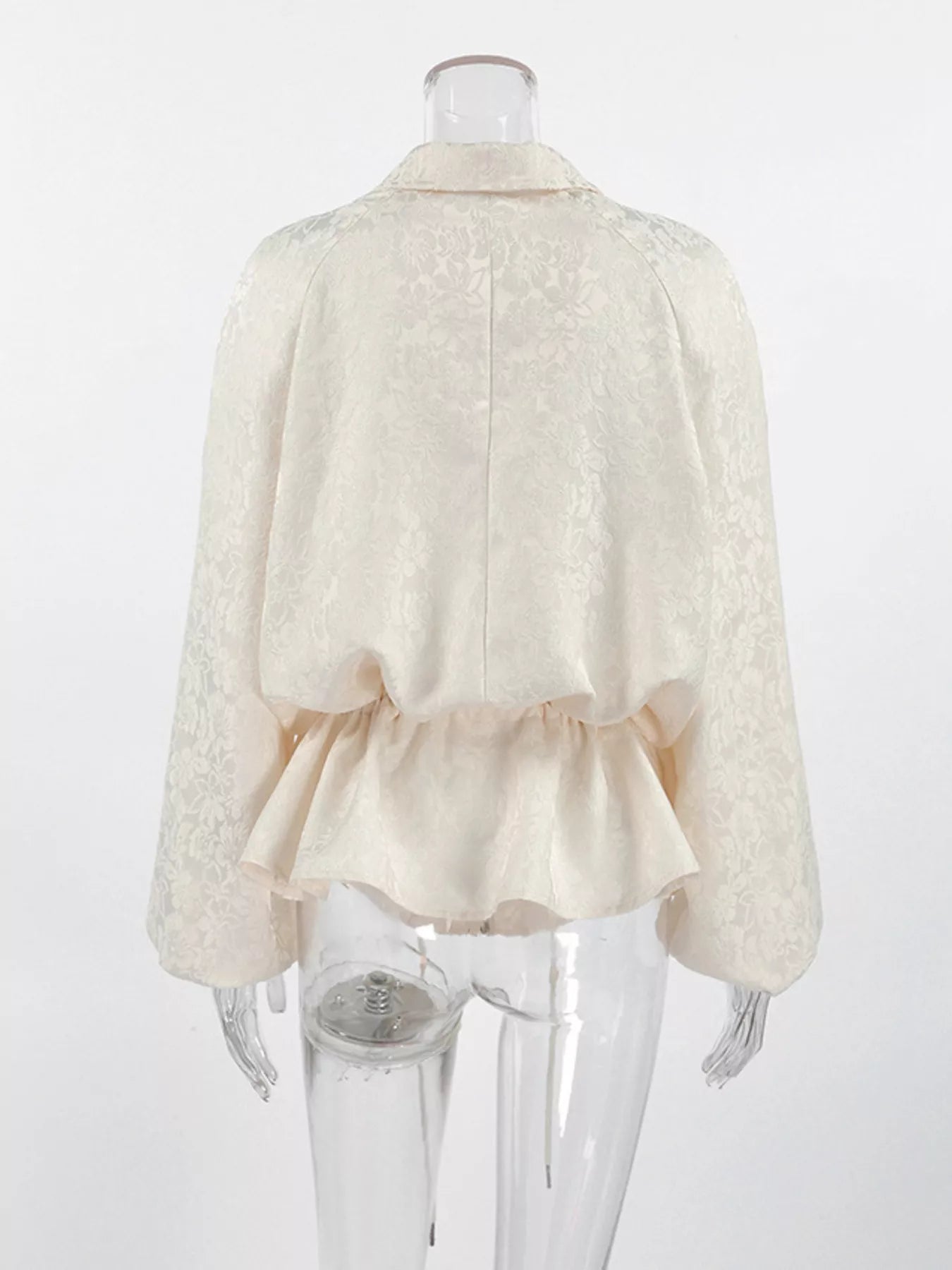 Trendsi Jacquard Bomber Jacket with Drawstring Waist -