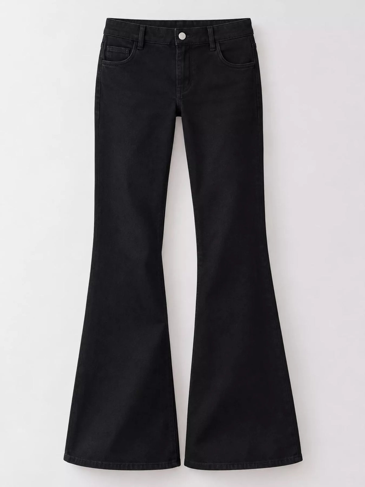 Women's Flare Jeans with Pockets in black — flat lay view