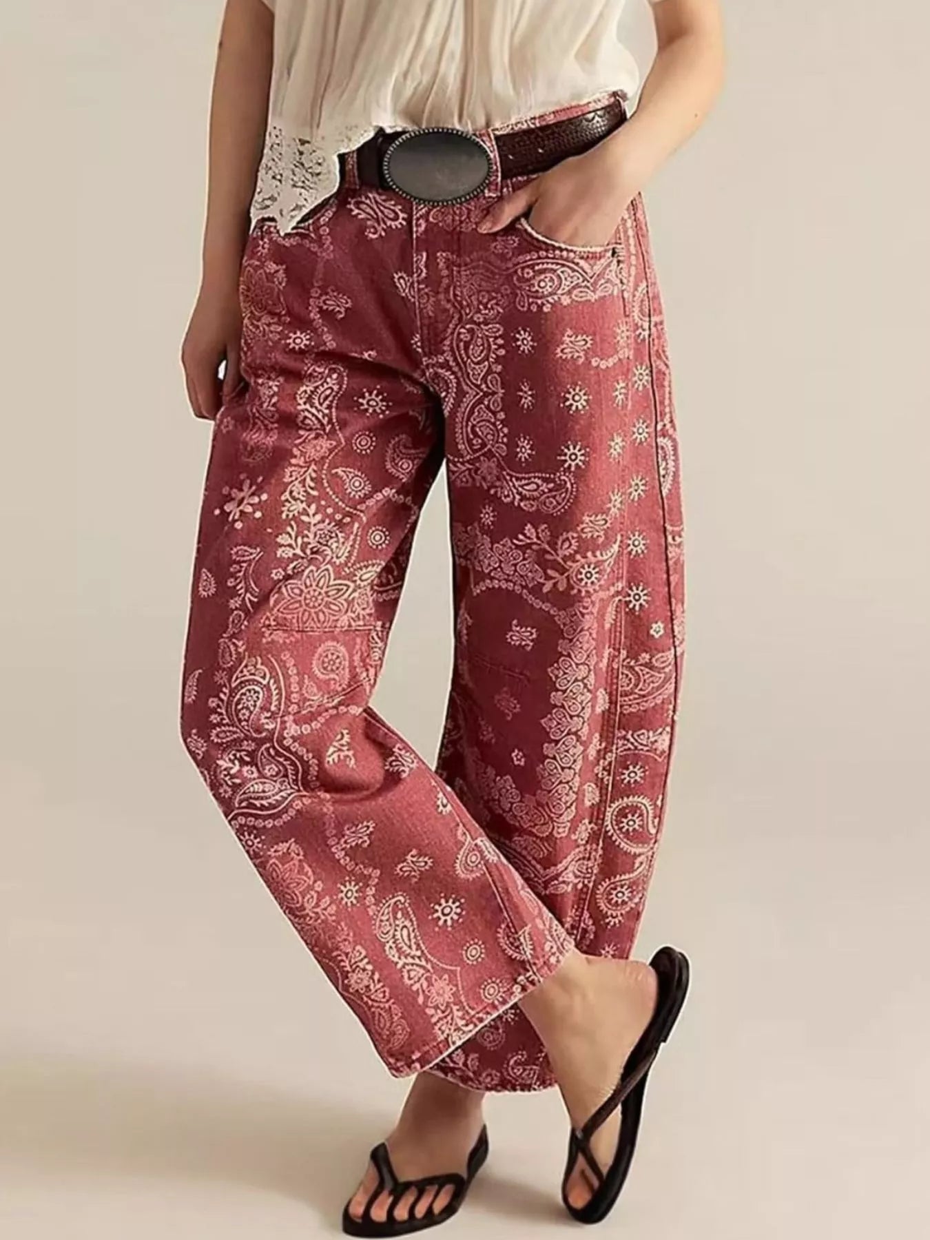 Trendsi Printed Wide-Leg Jeans -