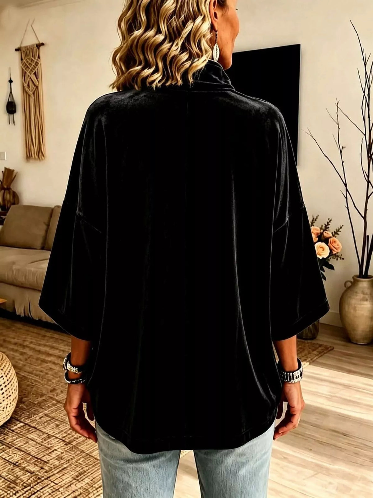 Trendsi Full Size Velvet Quarter-Zip Sweatshirt Plus Size -