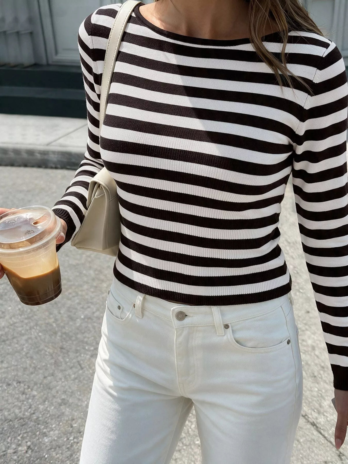 Trendsi Striped Long Sleeve Knit Top -
