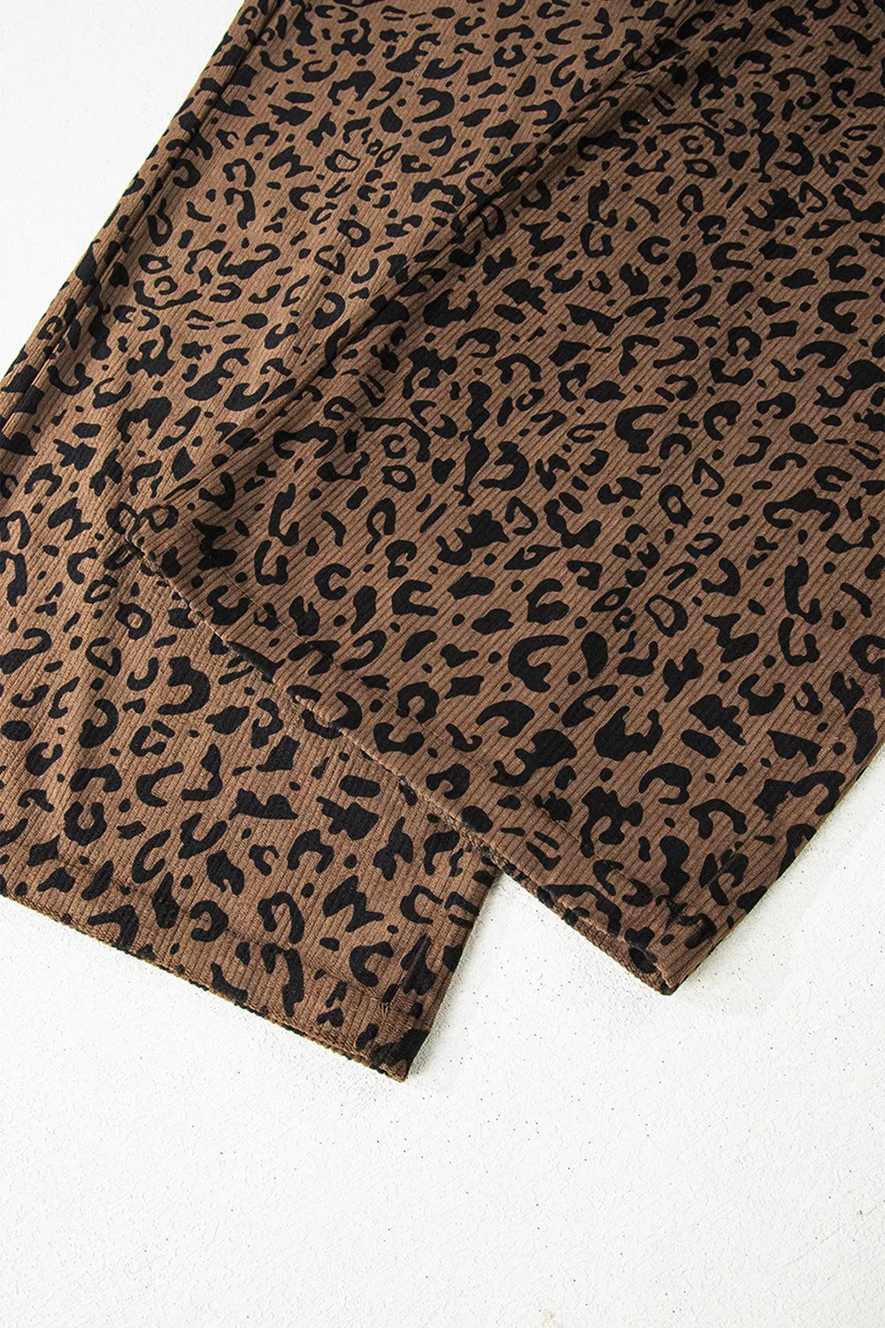 Trendsi Leopard Print Elastic High Waist Loose Corduroy Pants -