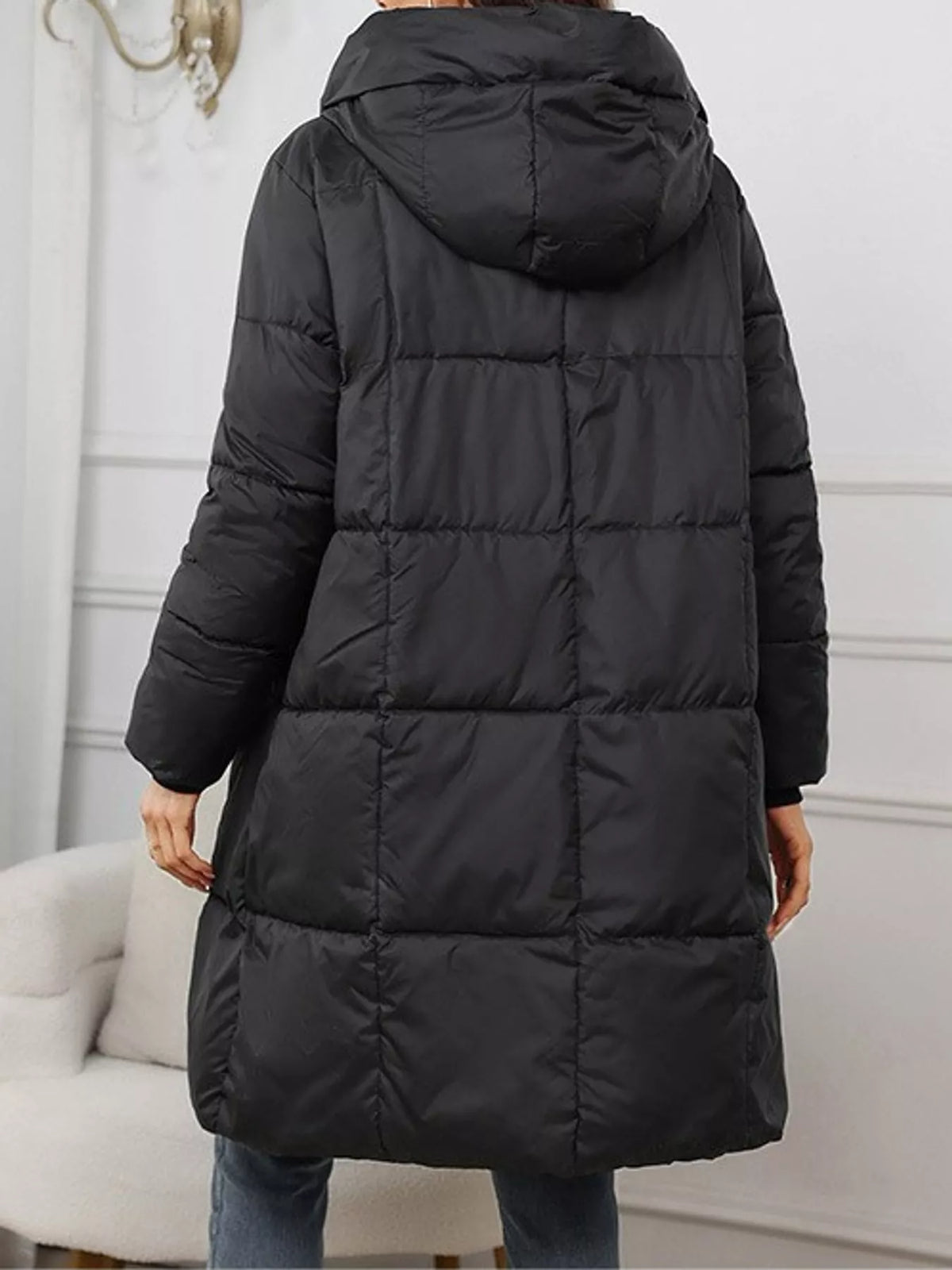 Long-sleeve coat, back view