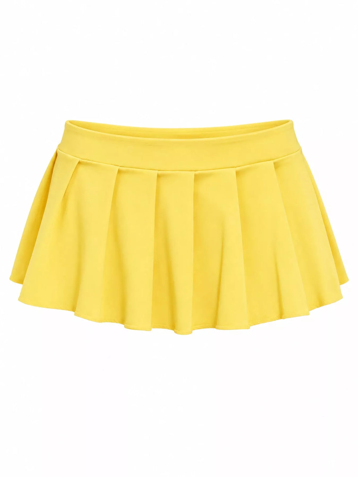 Pleated micro skirt, yellow flat front