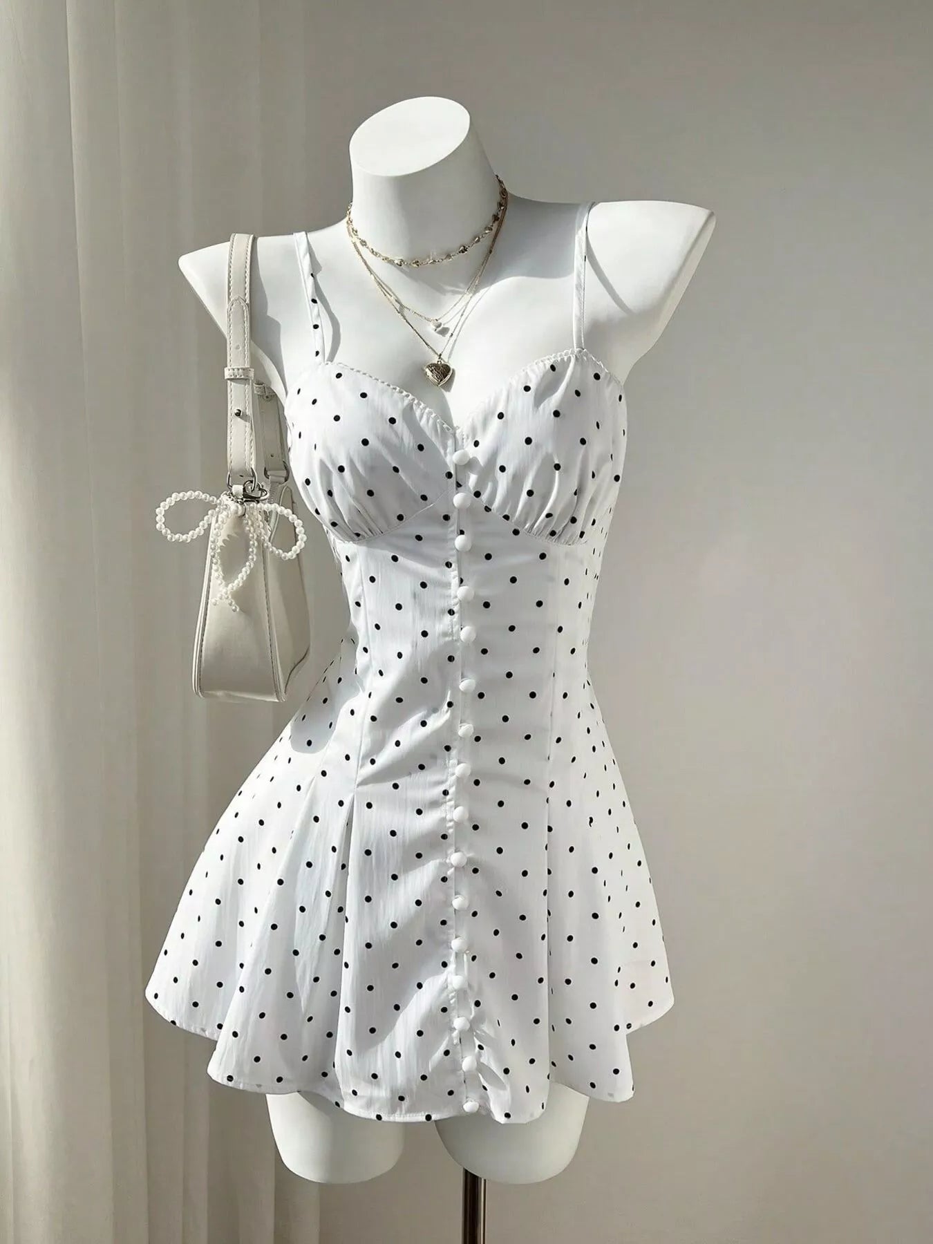 Trendsi Polka Dot Spaghetti Strap Mini Dress -