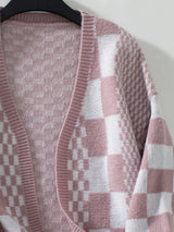 Trendsi Double Take Checkered Open Front Dropped Shoulder Cardigan -