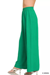 Trendsi Zenana Woven Airflow Elastic Waistband Pants -