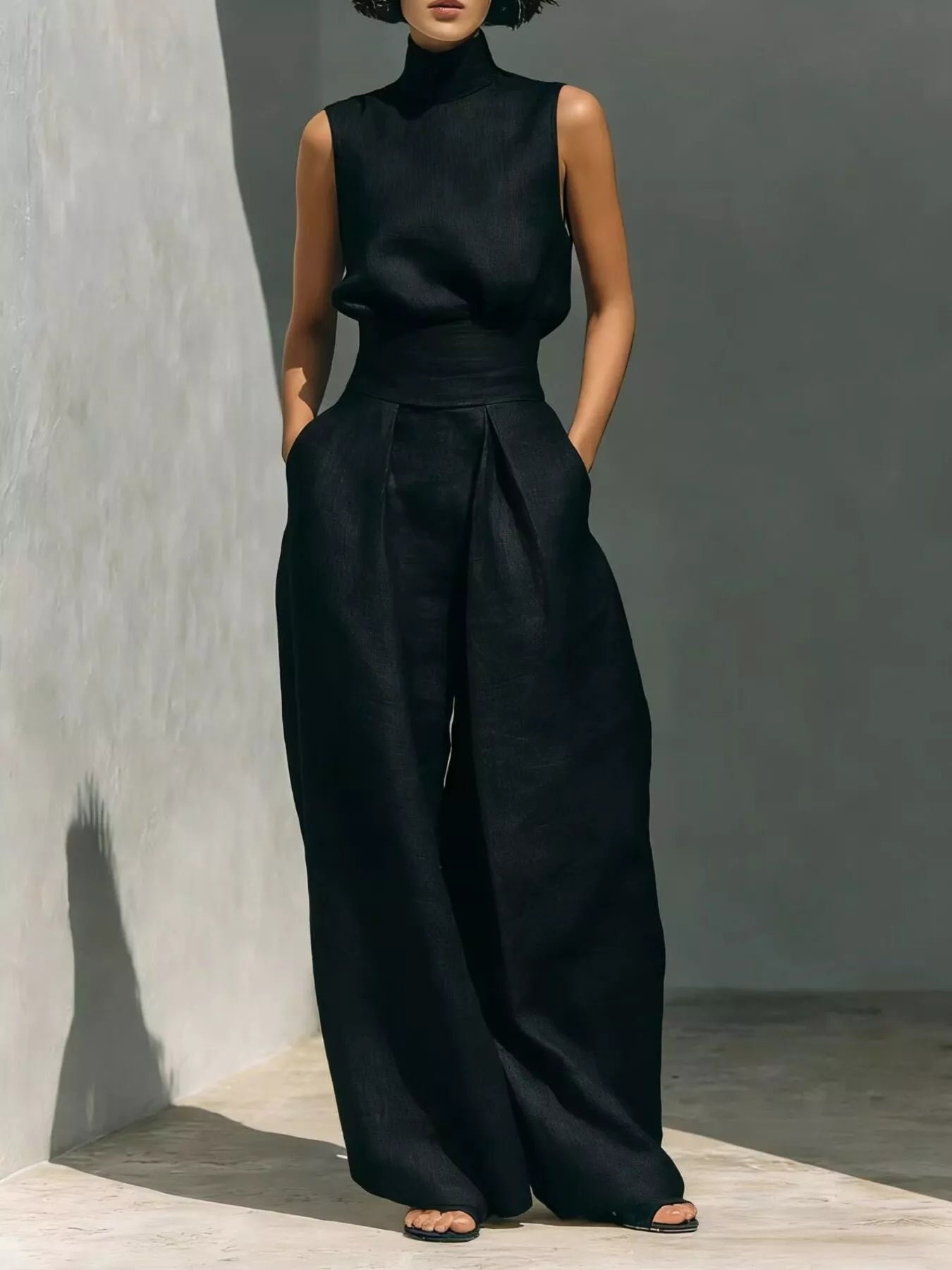 Trendsi Full Size Sleeveless Wide-Leg Jumpsuit with Smocked Waist Plus Size -