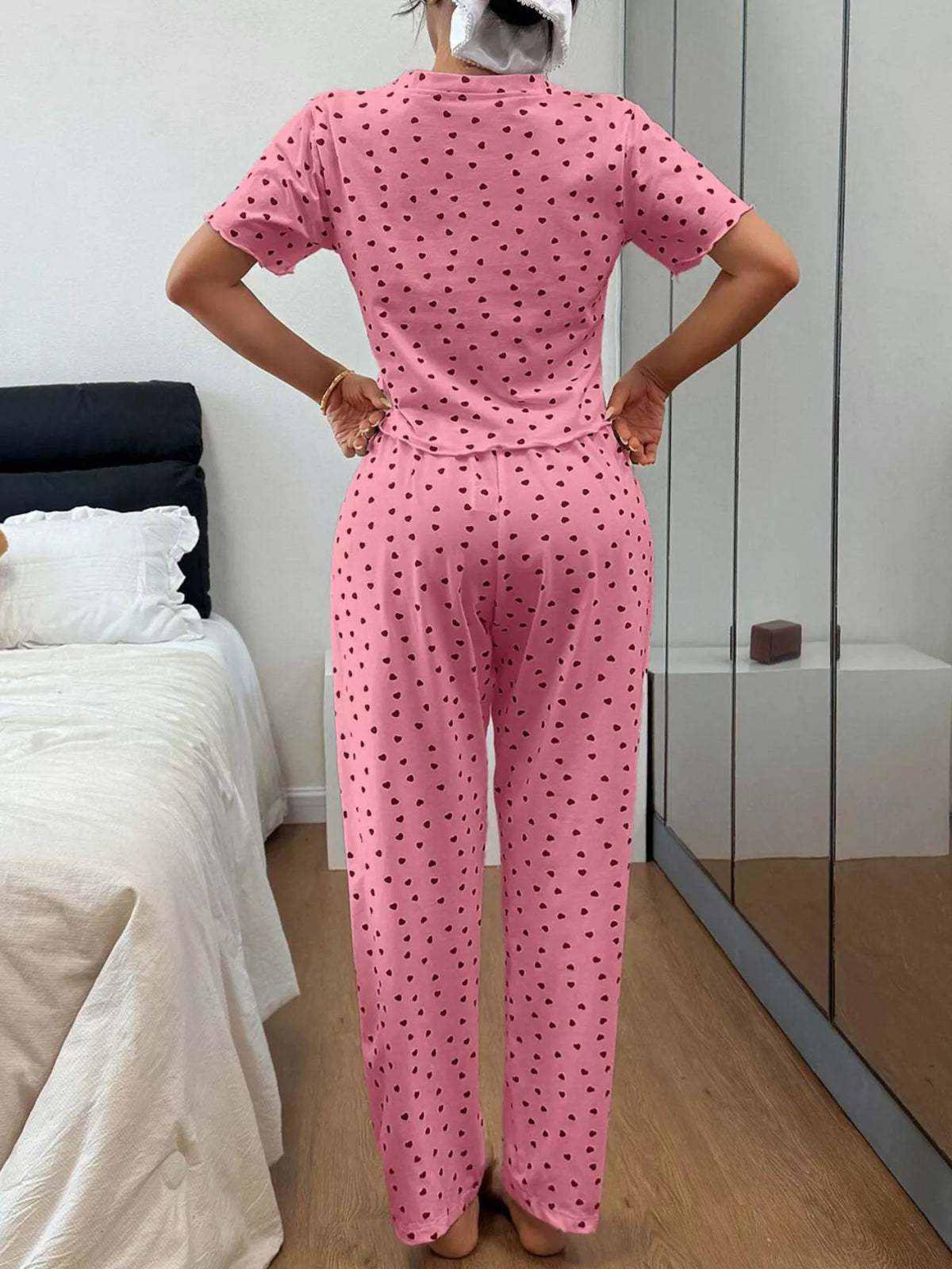 Trendsi Polka Dot Short Sleeve Top and Shorts Set -