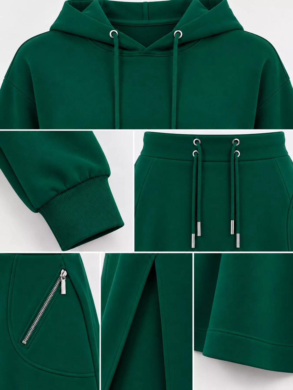 Hoodie and skirt set, garment detail