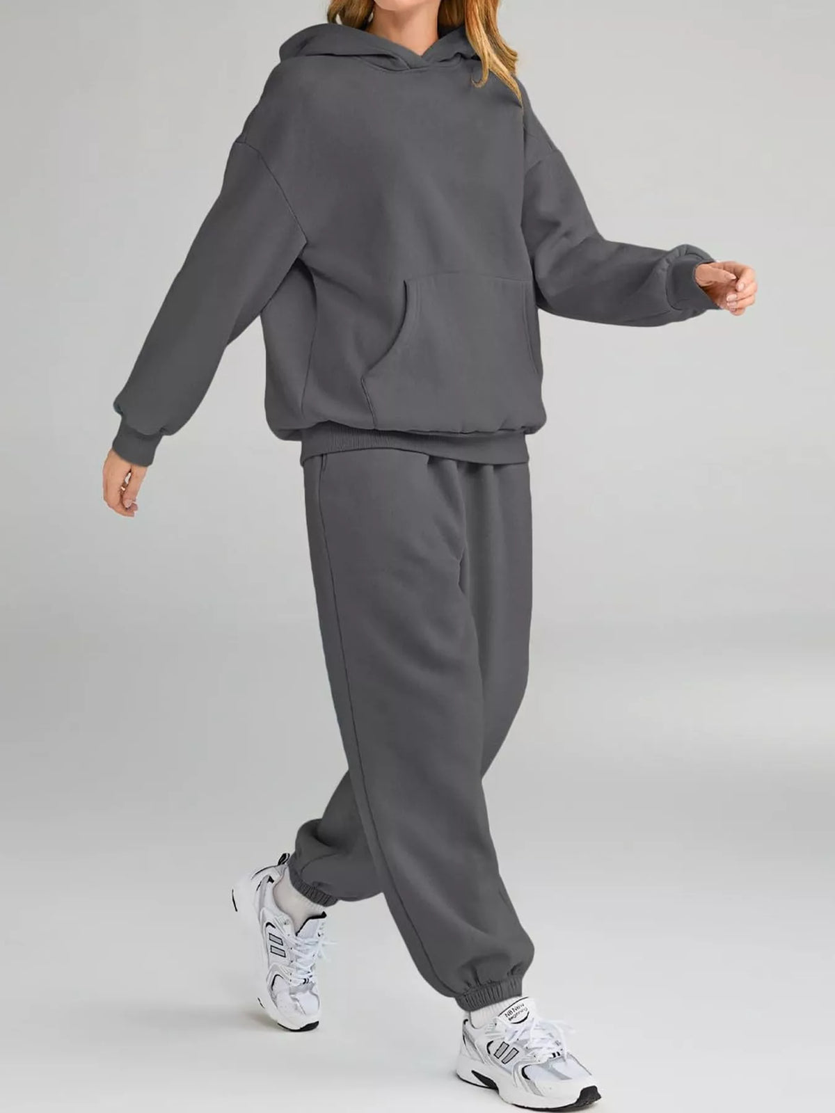 Kangaroo Pocket Hoodie and Joggers Set — front view