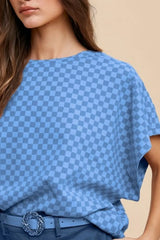 Trendsi Annie Wear Checkered Round Neck Short Sleeve T-Shirt -