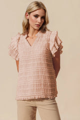Trendsi Oh Full Size Frill Notched Flounce Sleeve Blouse -
