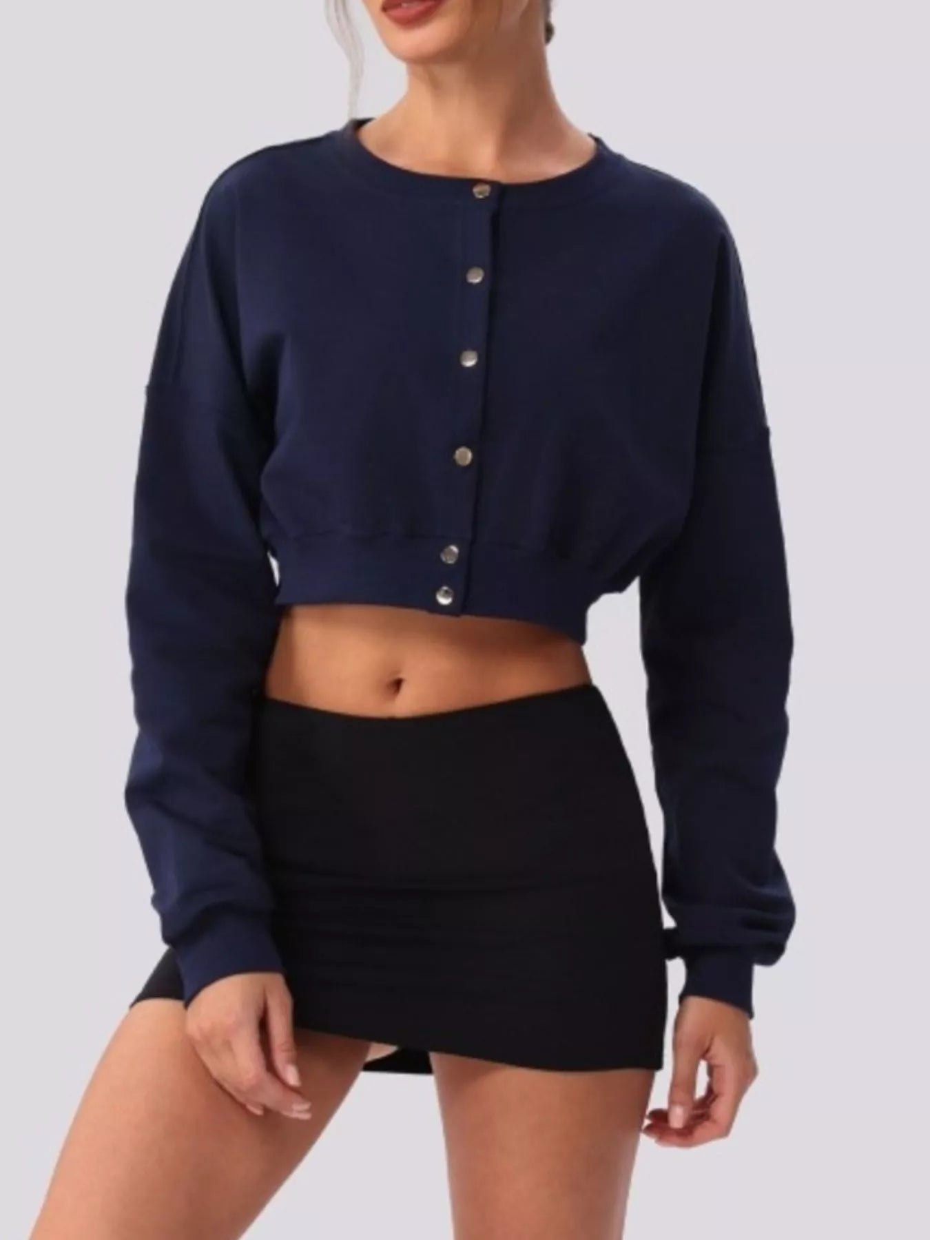 Trendsi Cropped Button-Down Active Cardigan -