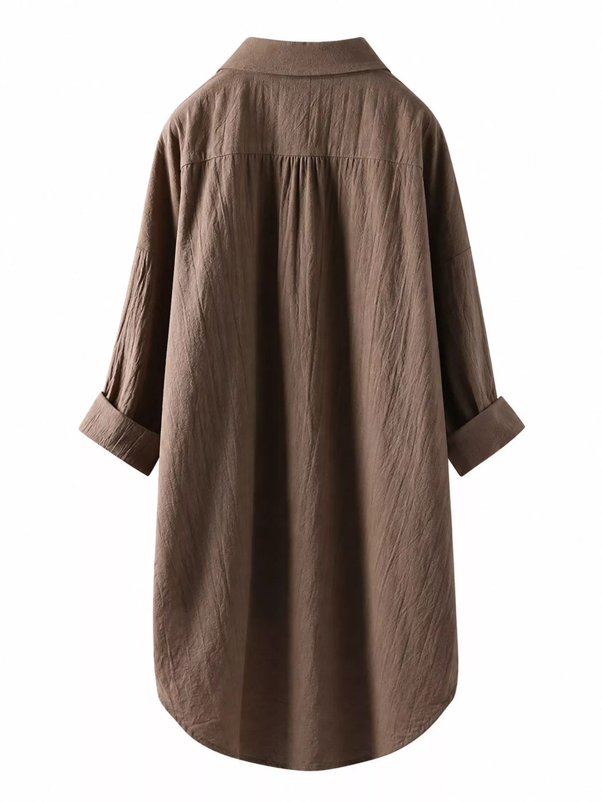 Cotton chest-pocket shirt, brown back