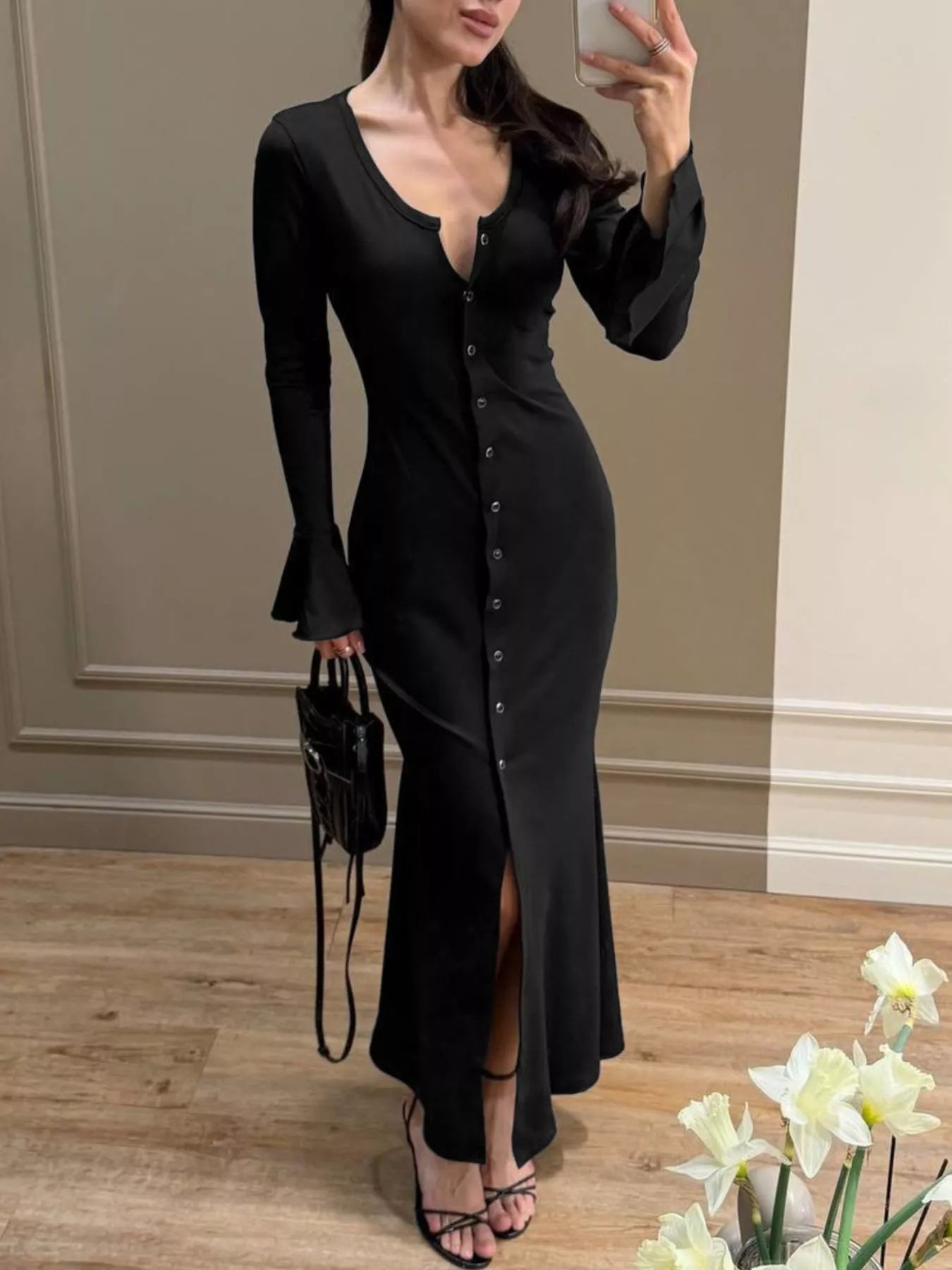 Trendsi Button-Down Bodycon Maxi Dress -