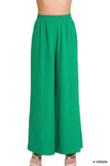 Trendsi Zenana Woven Airflow Elastic Waistband Pants -