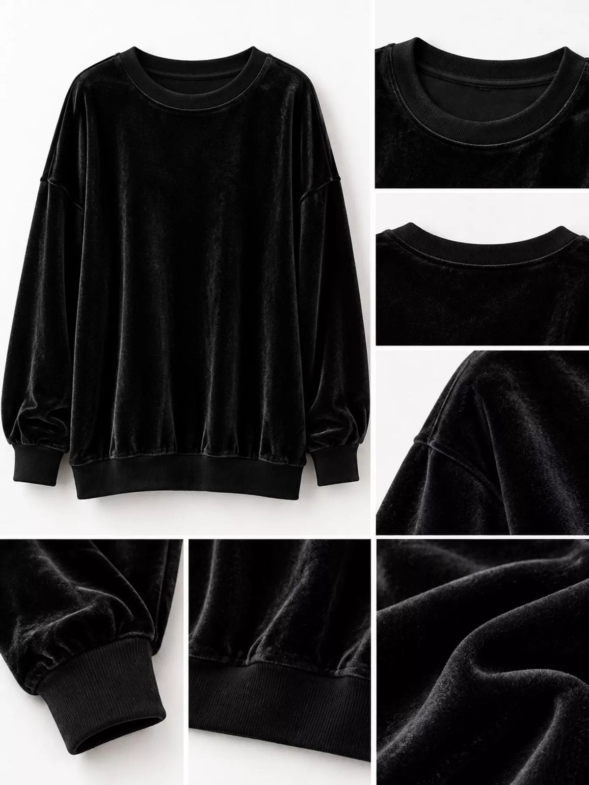 Crew-neck sweatshirt, black detail collage