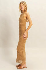 Trendsi HYFVE Sleeveless Crochet Open Back Maxi Dress -