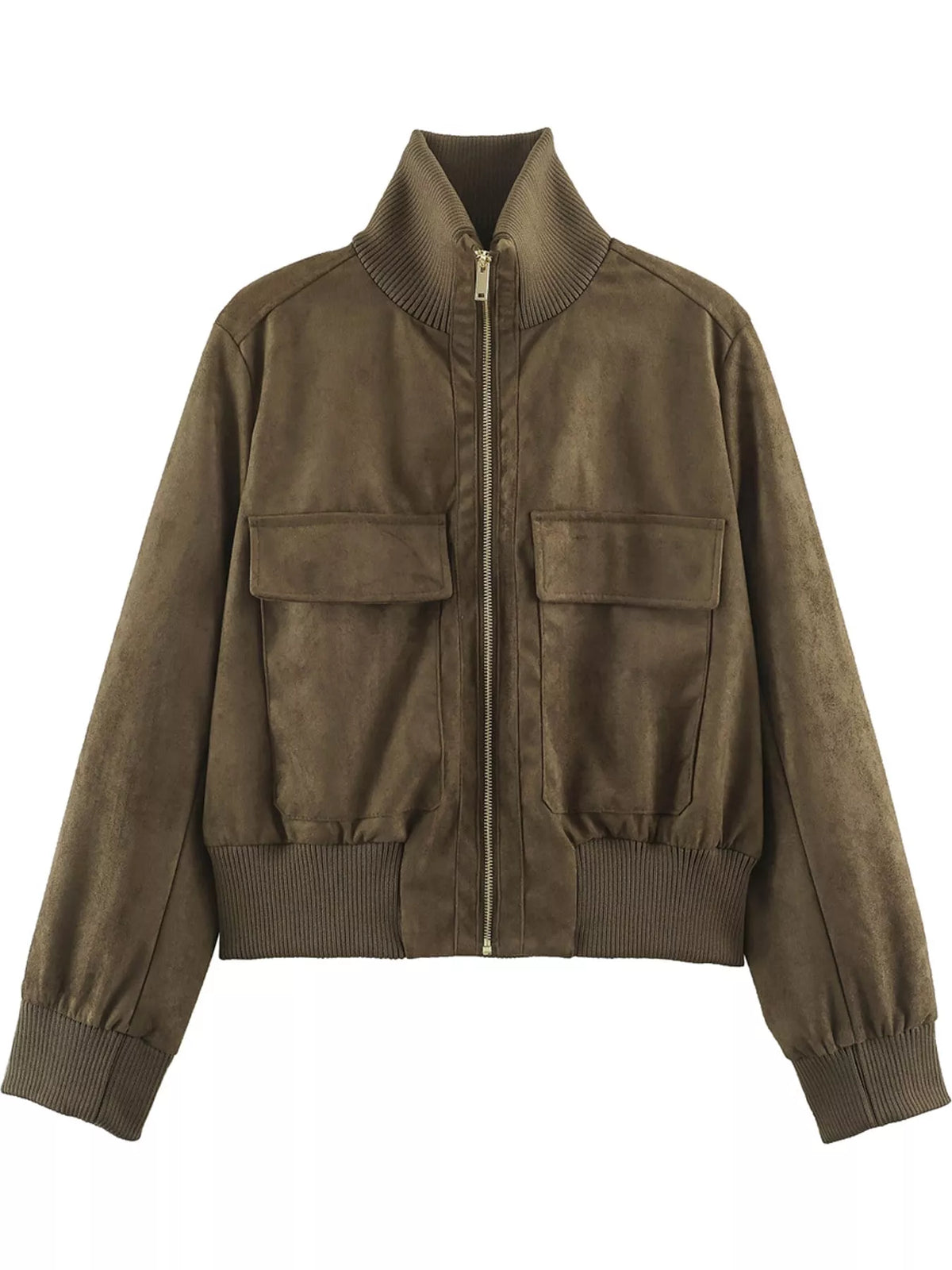 Suede Zip-Up Pocket Jacket — garment front